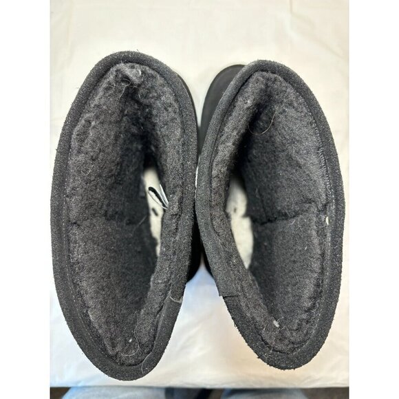 BEARPAW BLACK SUEDE SHEEPSKIN/WOOL LINED BOOTS - Picture 5 of 12